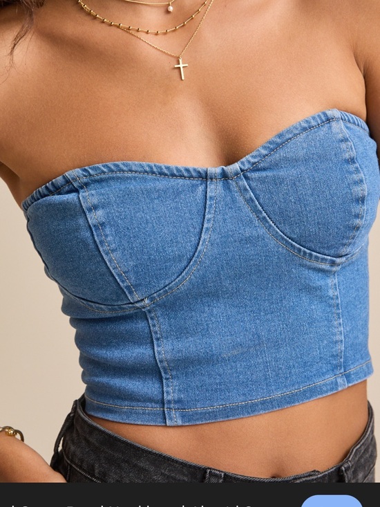 Altar'd State Tops - NWT Altar’d State Denim Corset Top Bustier Sz L Strapless Sweetheart MSRP $58